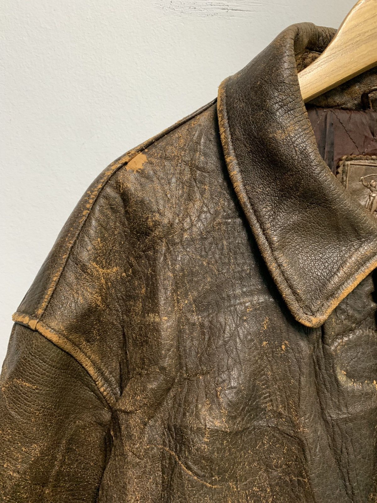 Genuine Leather Polo Club Spellout Flight Bomber Leather Jacket Size US M / EU 48-50 / 2 - 4 Thumbnail