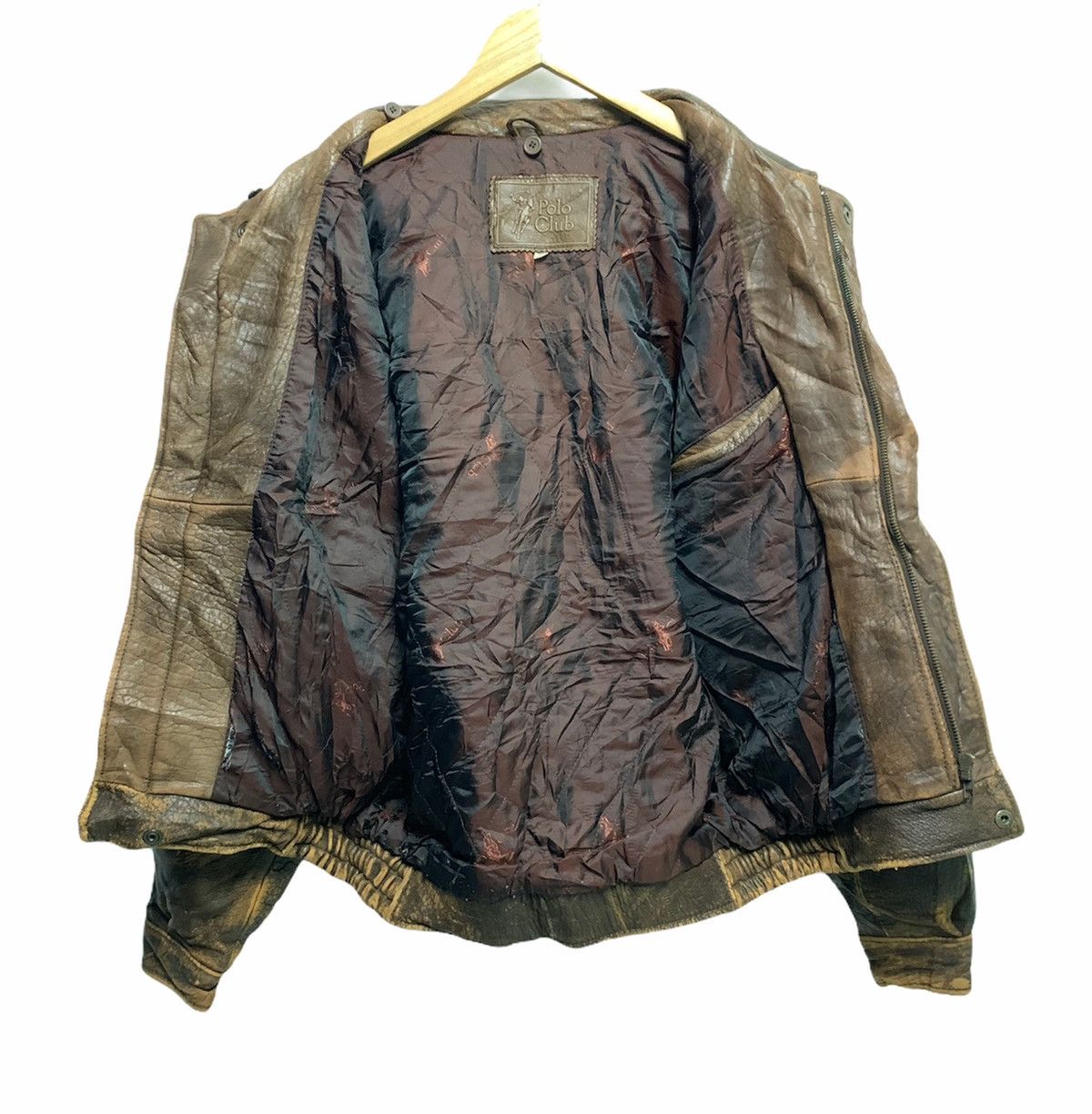 Genuine Leather Polo Club Spellout Flight Bomber Leather Jacket Size US M / EU 48-50 / 2 - 14 Thumbnail