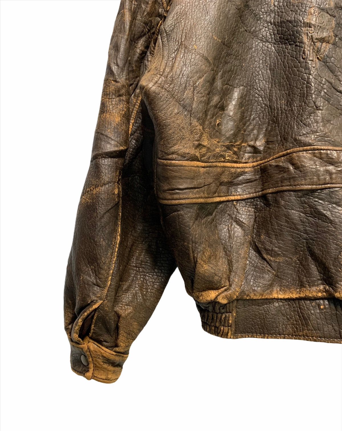 Genuine Leather Polo Club Spellout Flight Bomber Leather Jacket Size US M / EU 48-50 / 2 - 10 Thumbnail