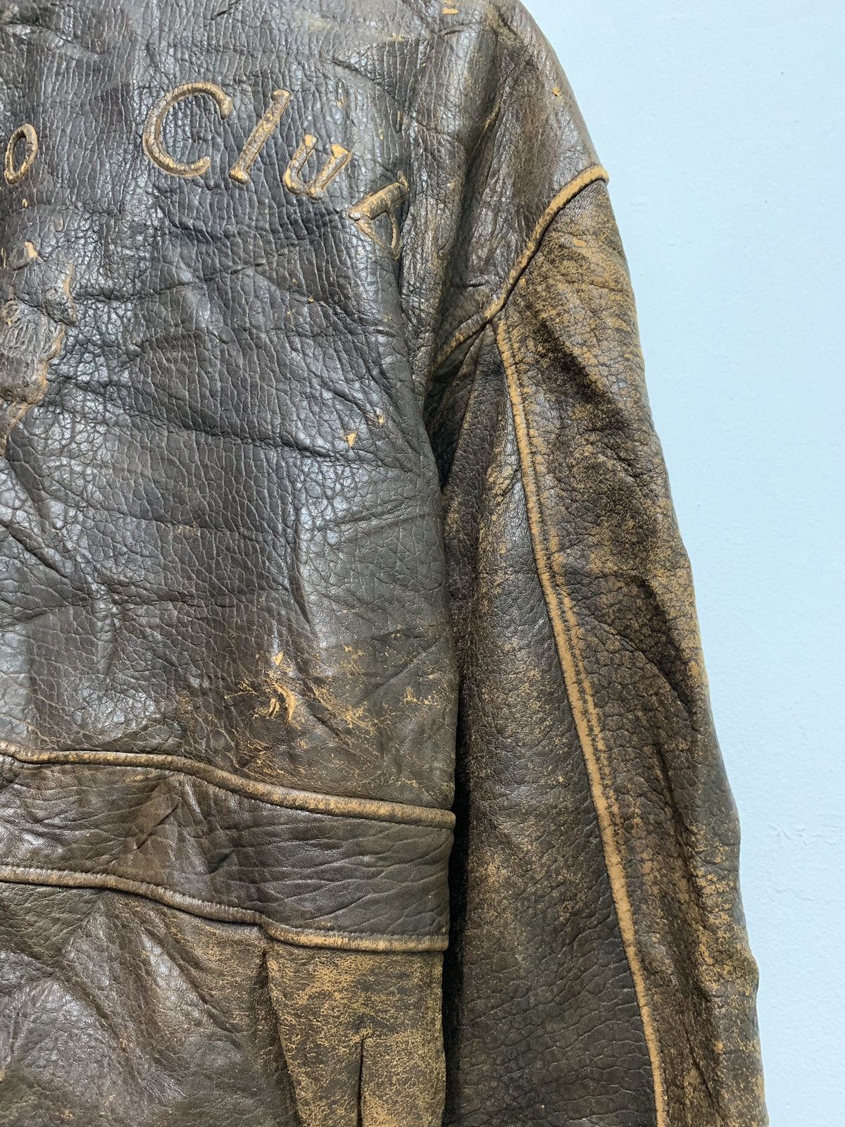 Genuine Leather Polo Club Spellout Flight Bomber Leather Jacket Size US M / EU 48-50 / 2 - 9 Thumbnail
