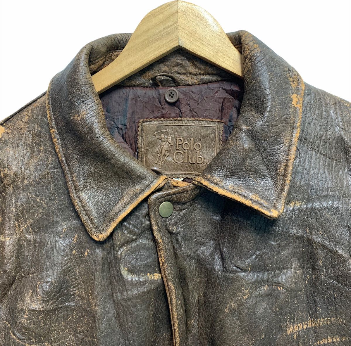 Genuine Leather Polo Club Spellout Flight Bomber Leather Jacket Size US M / EU 48-50 / 2 - 3 Thumbnail
