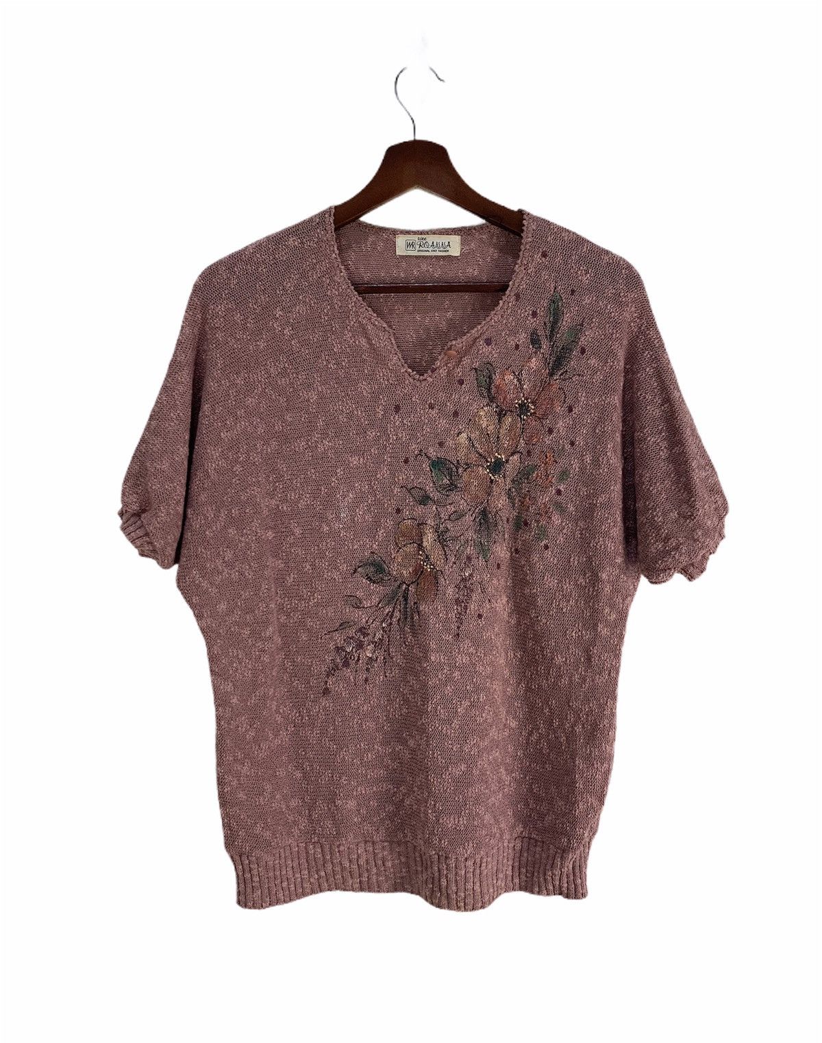 Aran Isles Knitwear × Designer × Japanese Brand WEE ROANNA MeshNet Intarsia Floral Graphic Knitwear Sweater Size US M / EU 48-50 / 2 - 1 Thumbnail