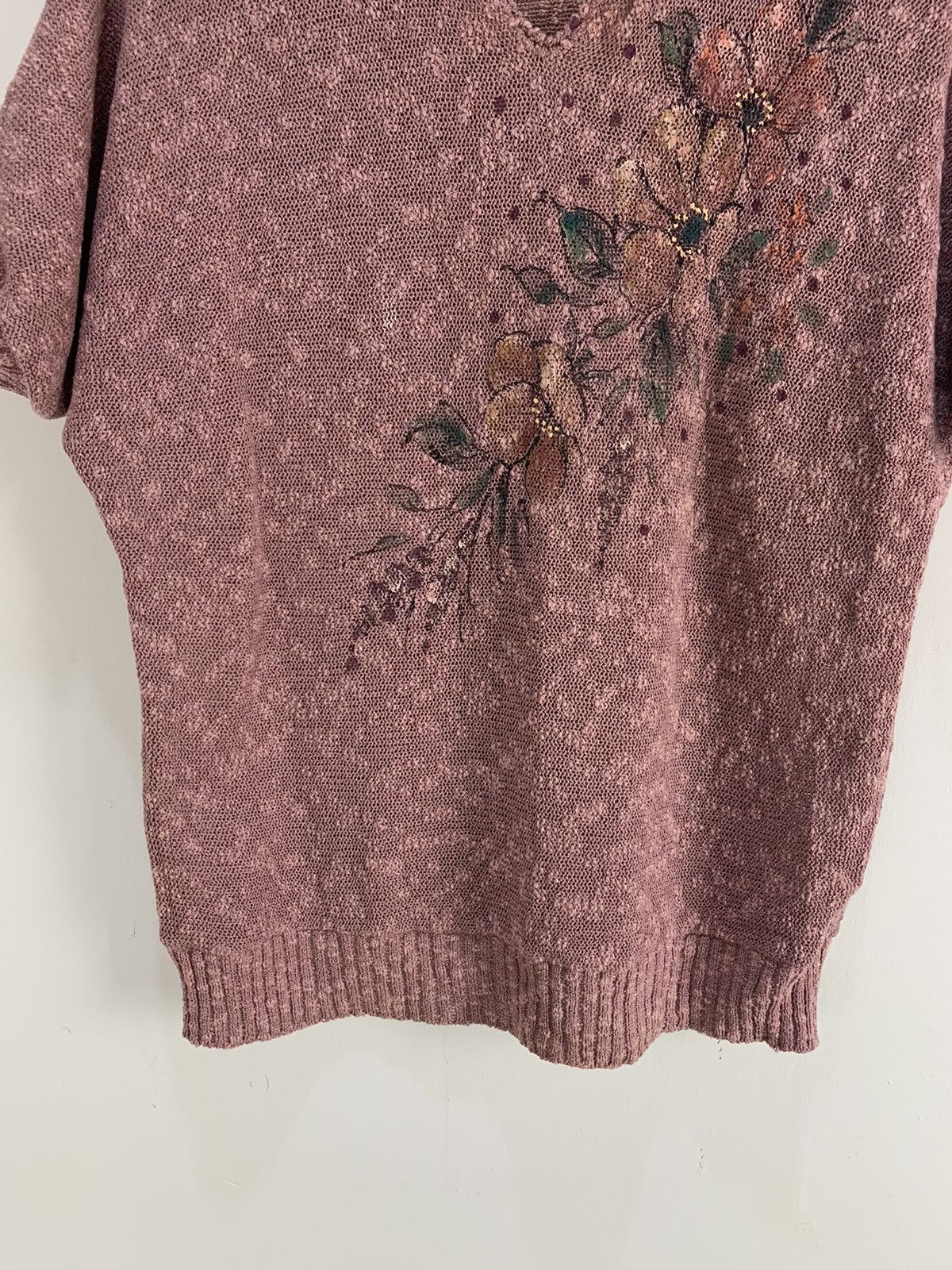 Aran Isles Knitwear × Designer × Japanese Brand WEE ROANNA MeshNet Intarsia Floral Graphic Knitwear Sweater Size US M / EU 48-50 / 2 - 4 Thumbnail