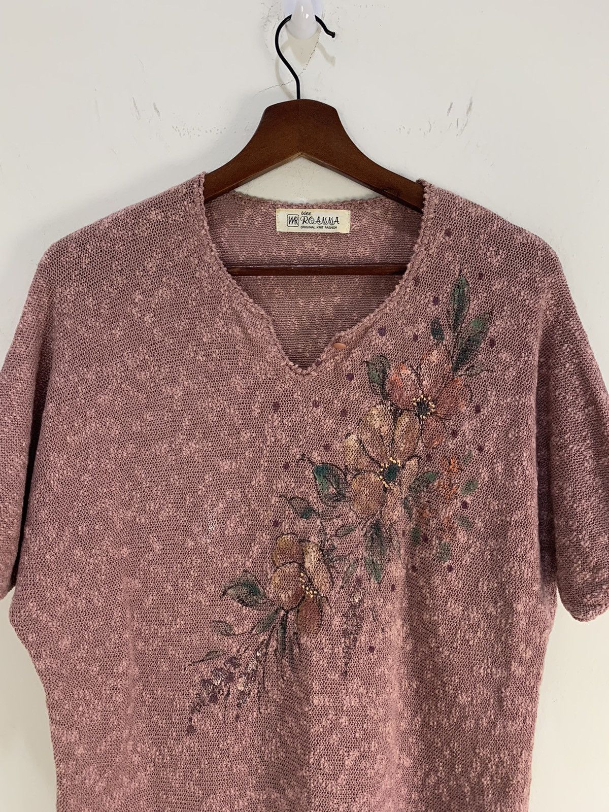 Aran Isles Knitwear × Designer × Japanese Brand WEE ROANNA MeshNet Intarsia Floral Graphic Knitwear Sweater Size US M / EU 48-50 / 2 - 3 Thumbnail
