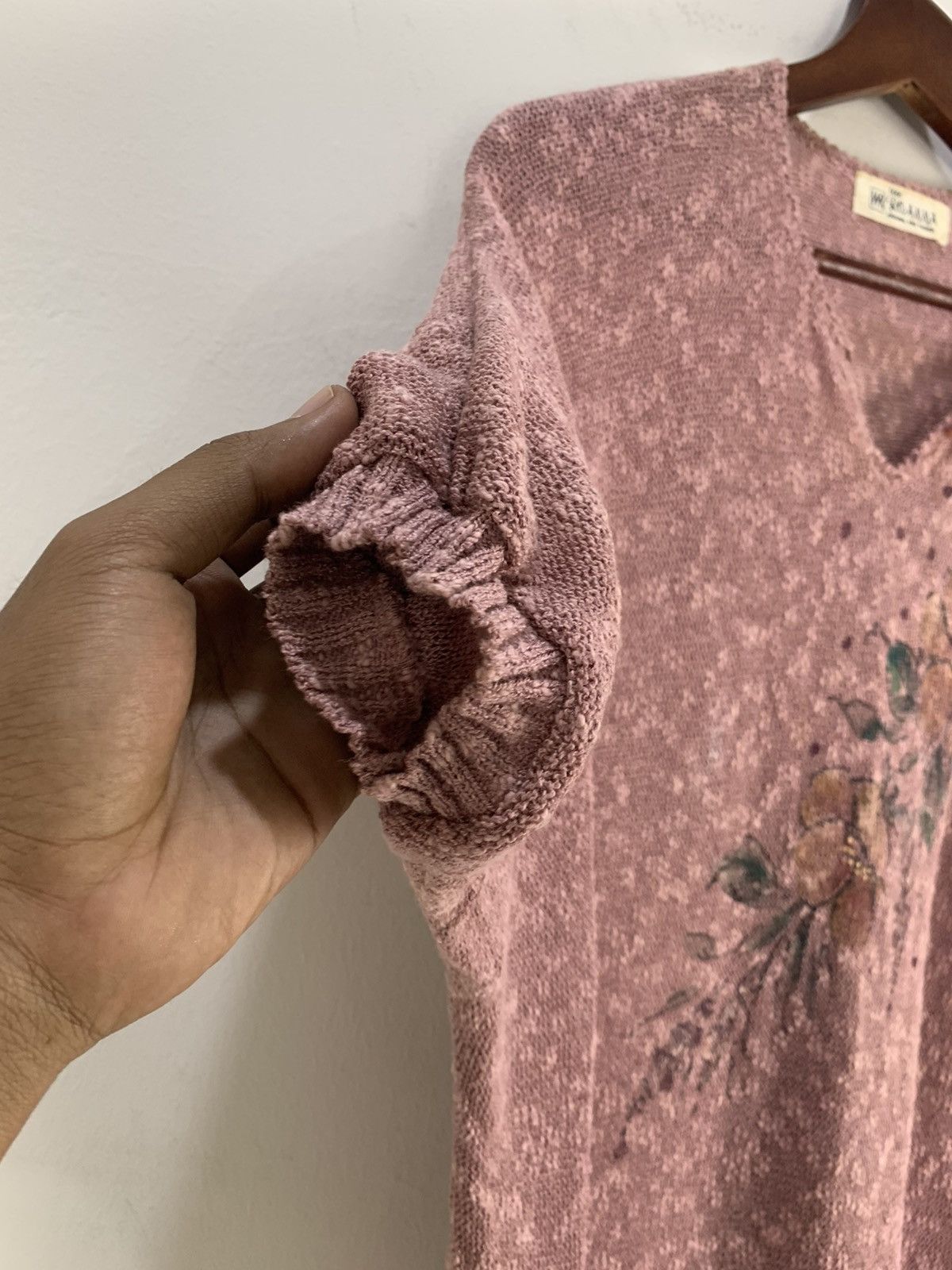 Aran Isles Knitwear × Designer × Japanese Brand WEE ROANNA MeshNet Intarsia Floral Graphic Knitwear Sweater Size US M / EU 48-50 / 2 - 7 Thumbnail