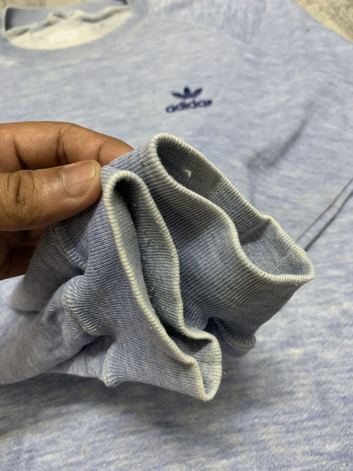 Adidas Vintage 80s Adidas Trefoil Trashed Sweatshirt Size US L / EU 52-54 / 3 - 4 Thumbnail