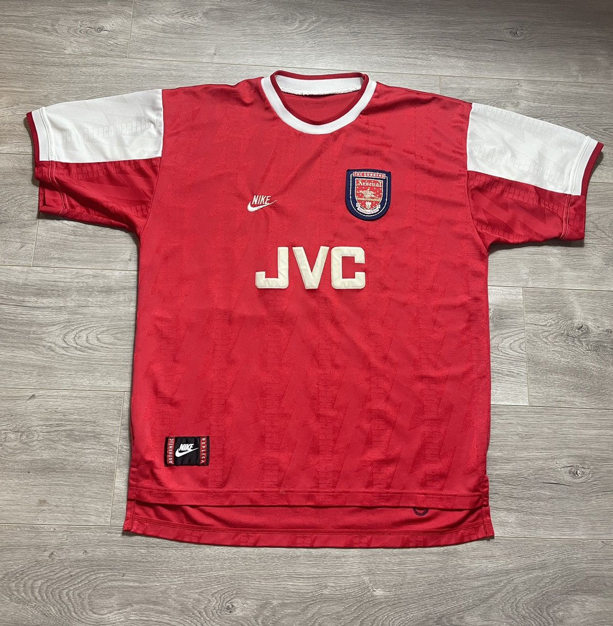 image of Adidas x Soccer Jersey Vintage Arsenal London 1994/95 Home Football Soccer Jersey in Red (Size XL)