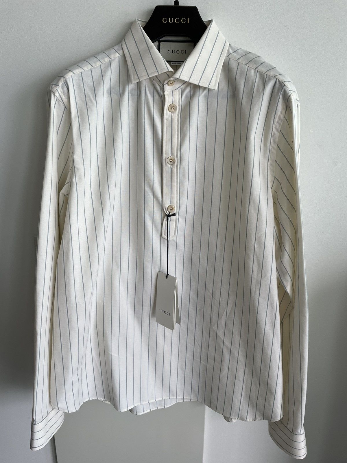 Image of Gucci Limited Edition Runway Vintage Vibe Striped Shirt, Men's (Size XL)