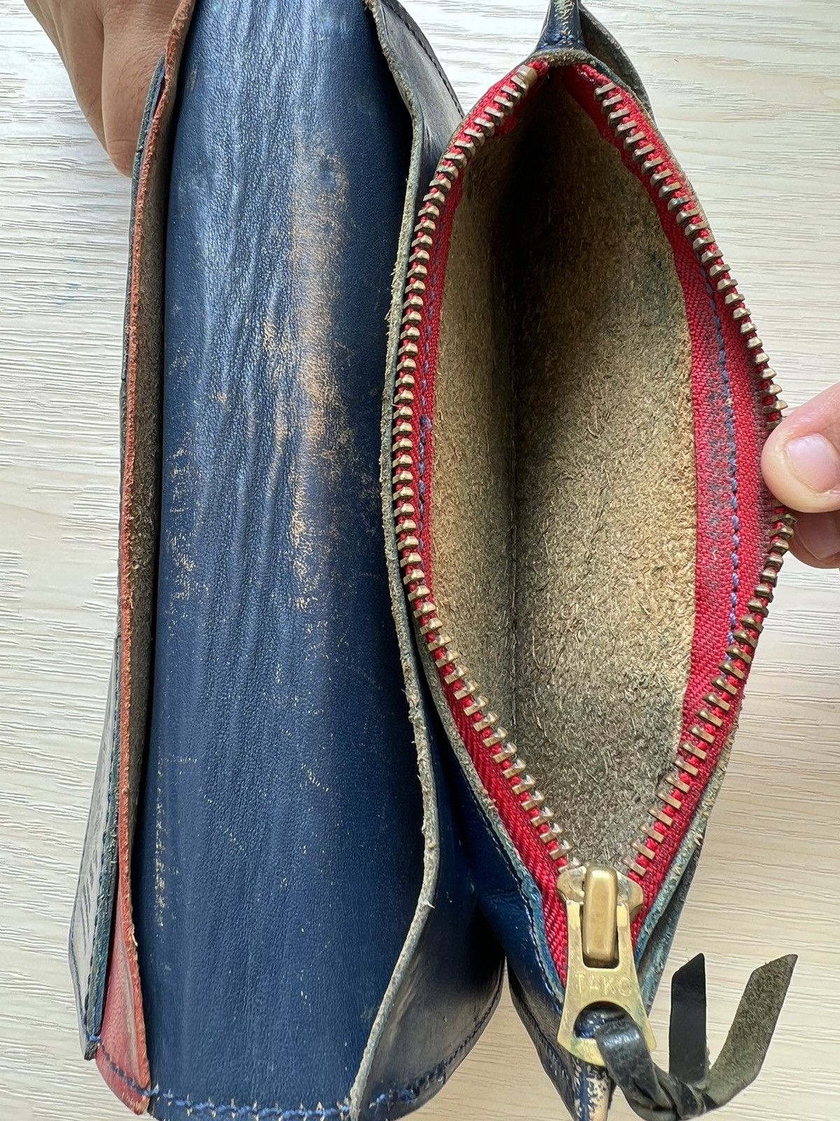 Leather VTG Ted Company Japan Distress Patina Leather Biker Wallet Size ONE SIZE - 10 Thumbnail