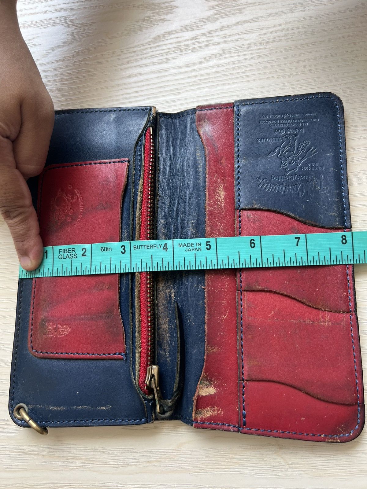 Leather VTG Ted Company Japan Distress Patina Leather Biker Wallet Size ONE SIZE - 19 Thumbnail