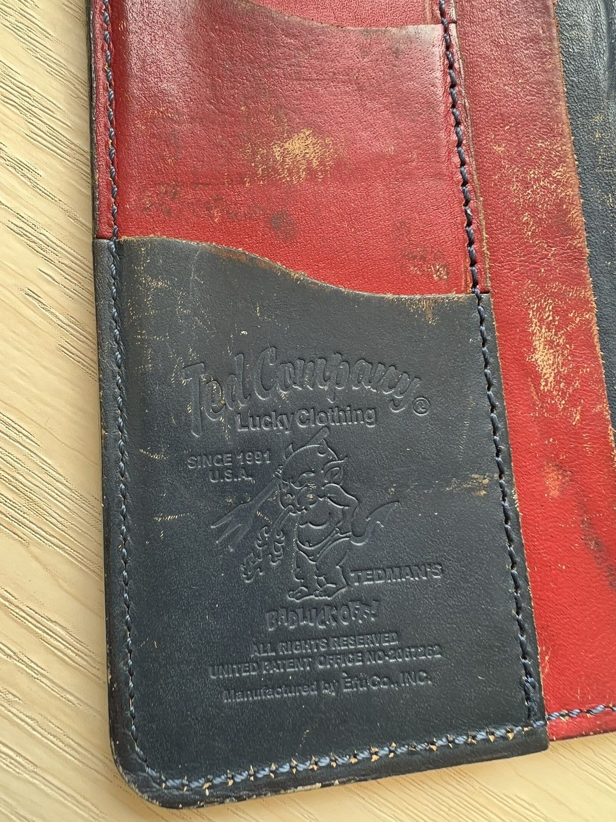 Leather VTG Ted Company Japan Distress Patina Leather Biker Wallet Size ONE SIZE - 15 Thumbnail