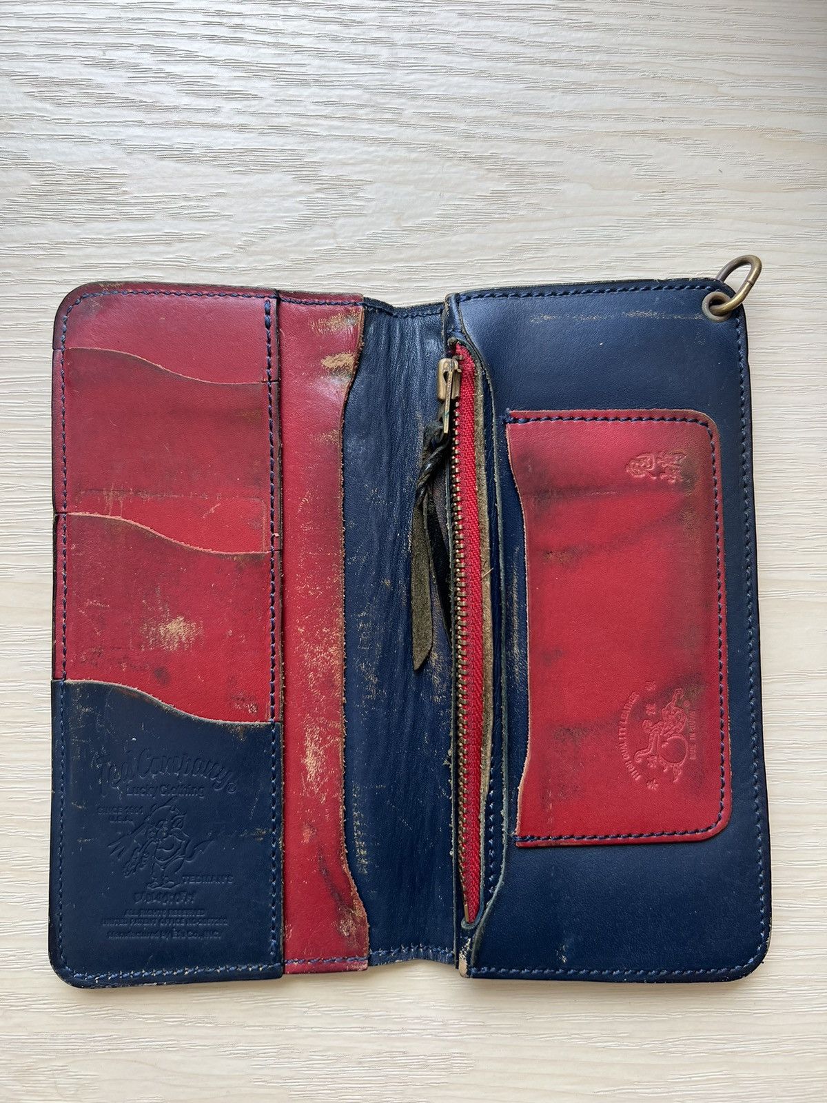 Leather VTG Ted Company Japan Distress Patina Leather Biker Wallet Size ONE SIZE - 1 Thumbnail