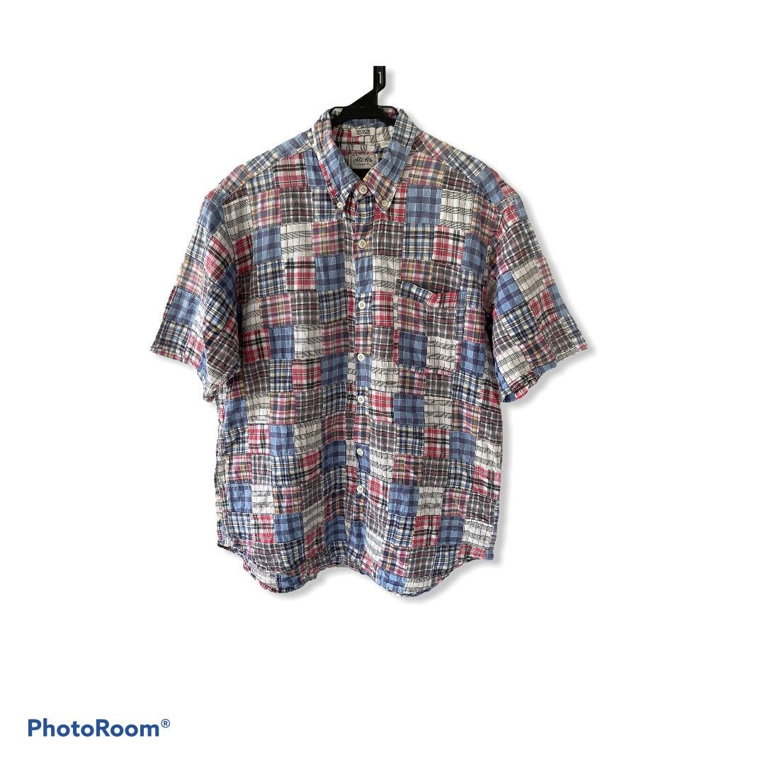 image of Vintage Stichs Patch Work Size M Shirt Button Up, Men's