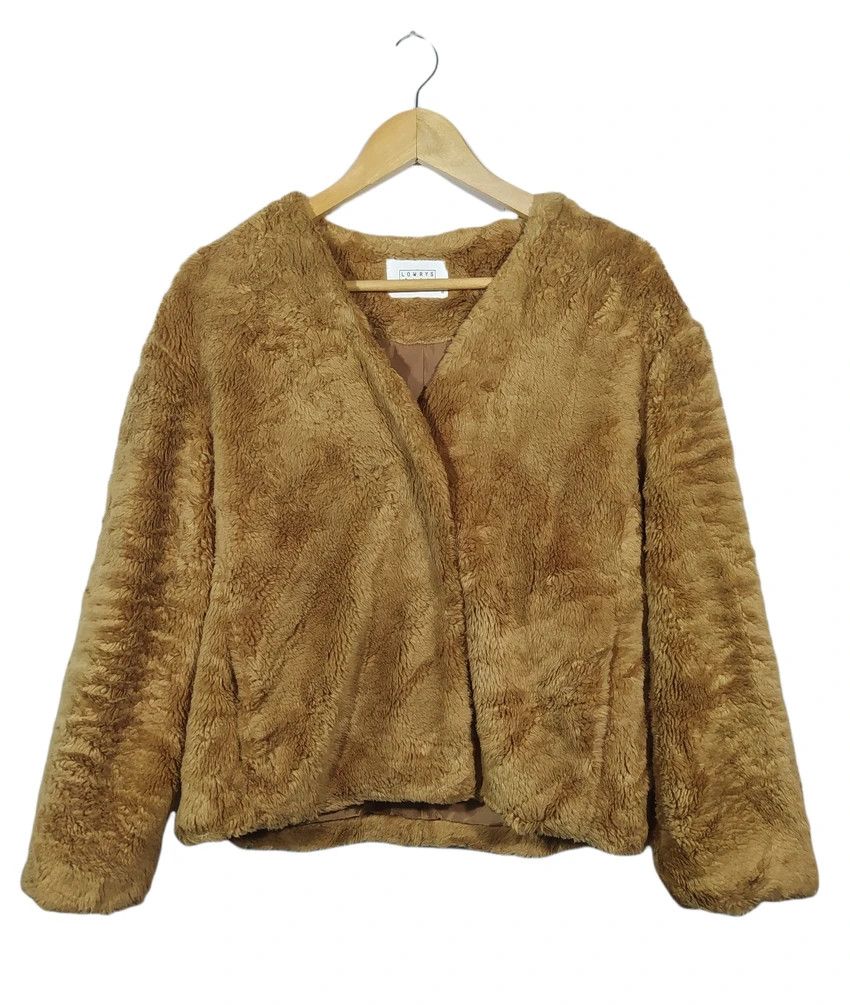 image of Designer Lowrys Farm Cropped Fleece Cardigan Jacket in Browns, Men's (Size Medium)