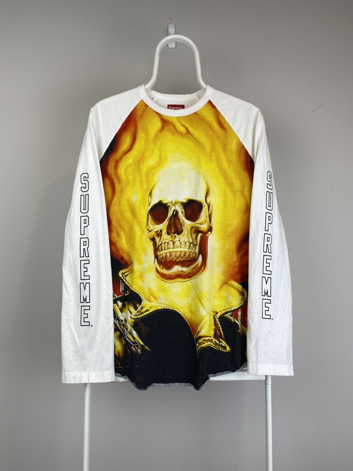 Supreme 2019 Supreme Ghost Rider Raglan Longsleeve Tee Shirt White | Grailed