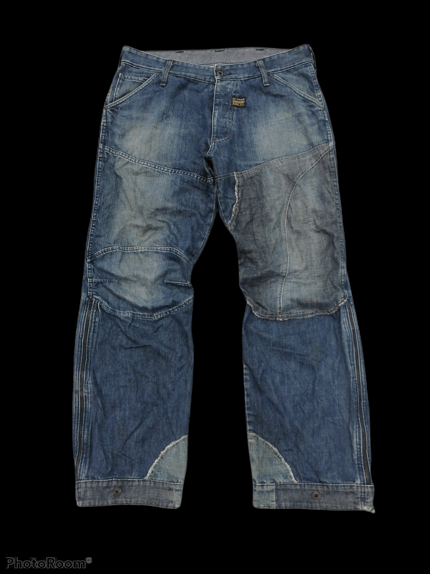 G Star Raw Biker Distressed Denim Bondage Pants
