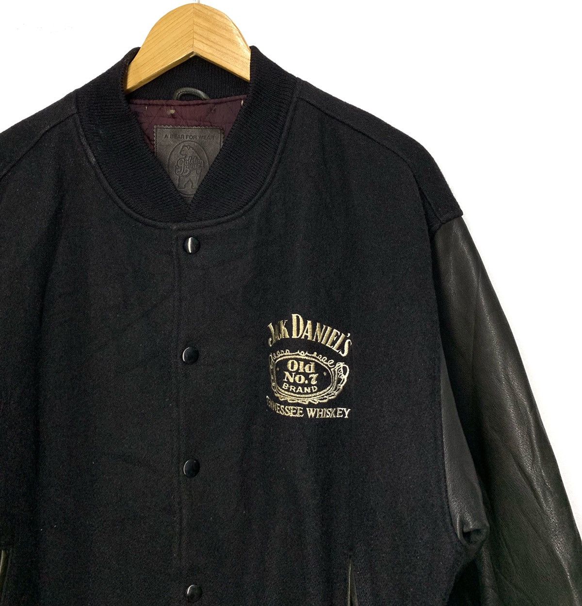 image of Vintage Golden Bear X Jack Daniel's Varsity Jacket in Black, Men's (Size Large)