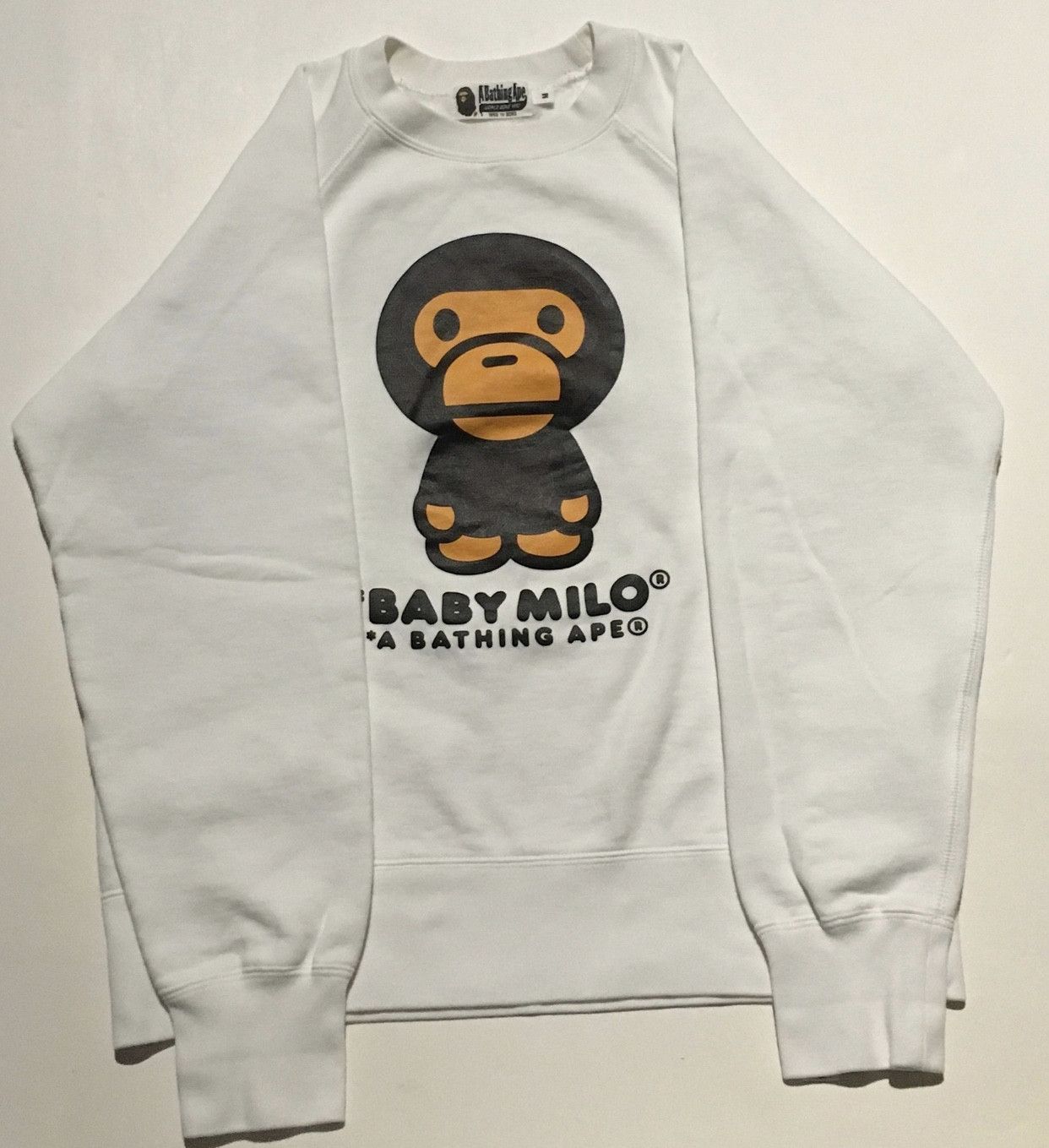 image of Bape Crewneck Sweatshirt in White, Men's (Size Small)