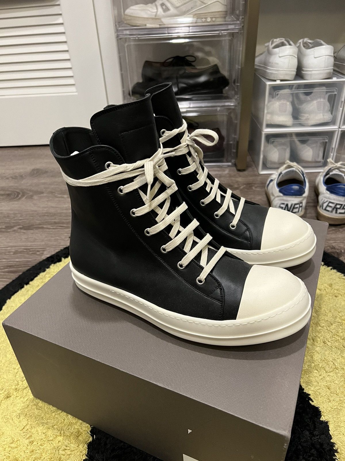 Rick Owens Rick Owens High Top Ramones Sneakers in LPO Leather Sz 44 Grailed