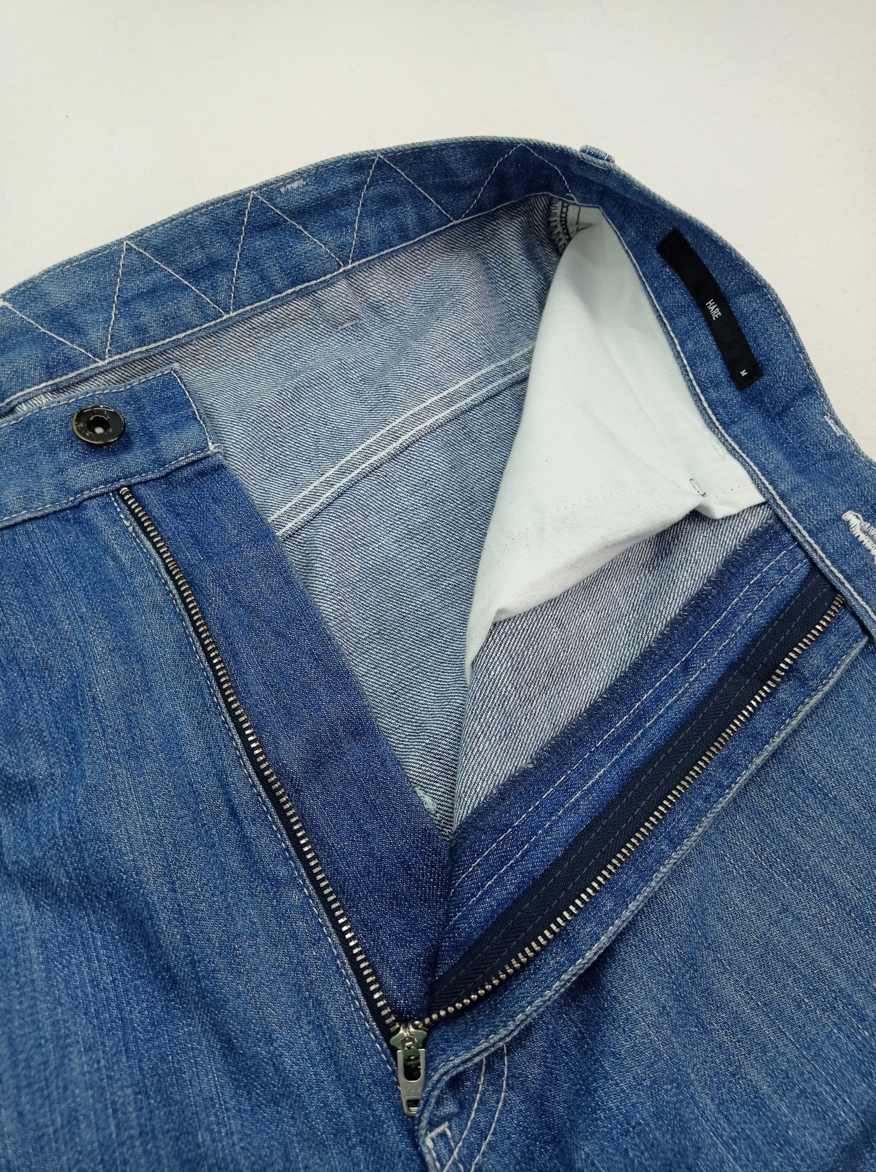 HARE × Japanese Brand 🇯🇵Hare Drop Crotch Denim Carpenter Pants Size US 31 - 5 Thumbnail