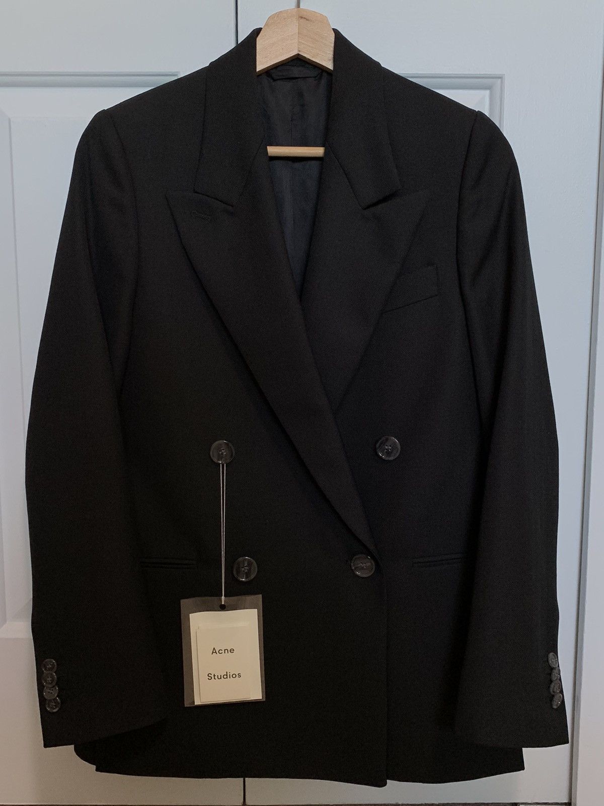image of Acne Studios Double-Breasted Suit Blazer in Black, Women's (Size XS)