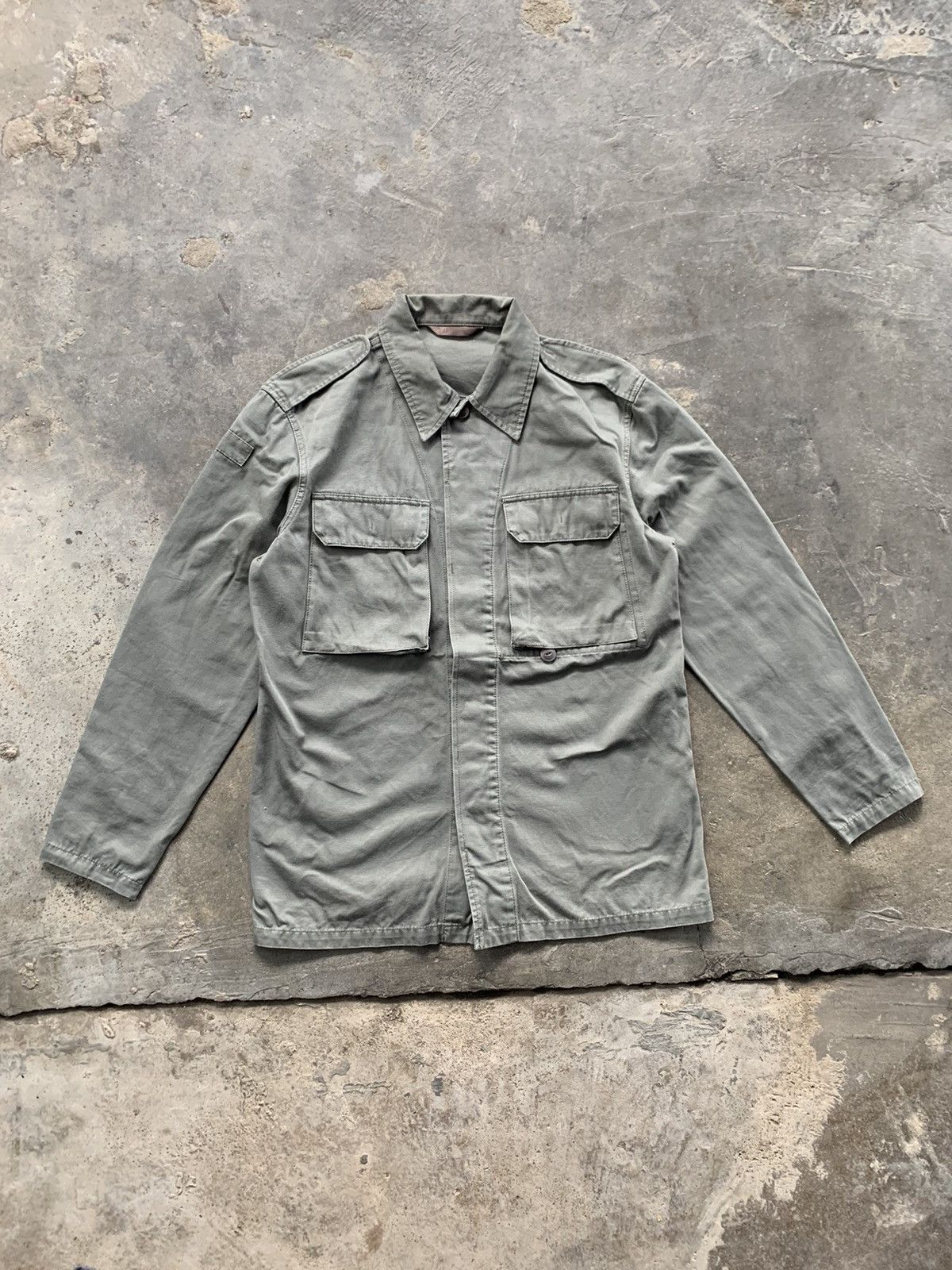 image of A P C Military Button Up Light Jacket in Grey, Men's (Size Small)