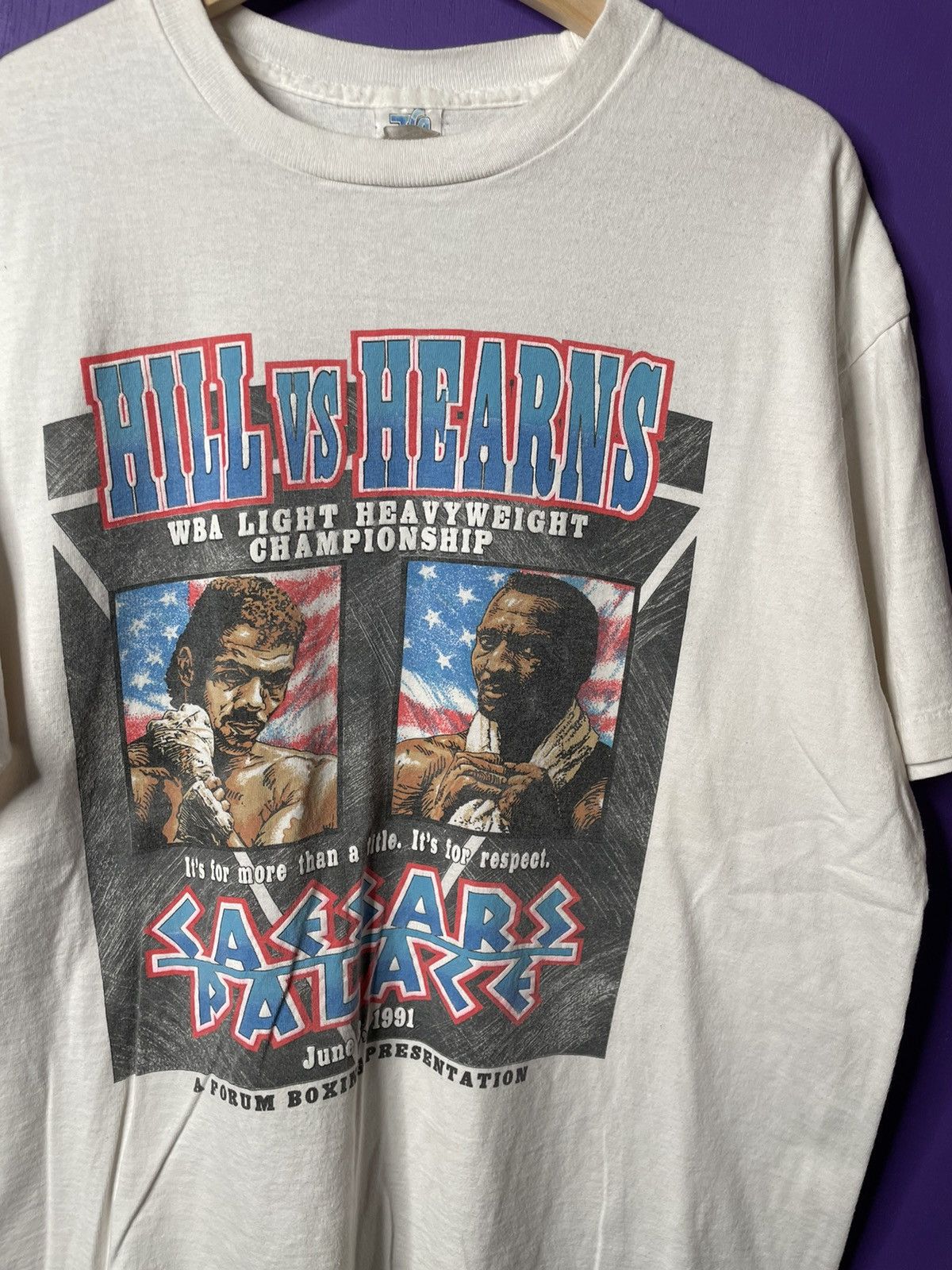 Vintage Vintage 1991 Hill vs Hearns Caesar’s Palace boxing t-shirt Size US L / EU 52-54 / 3 - 3 Thumbnail