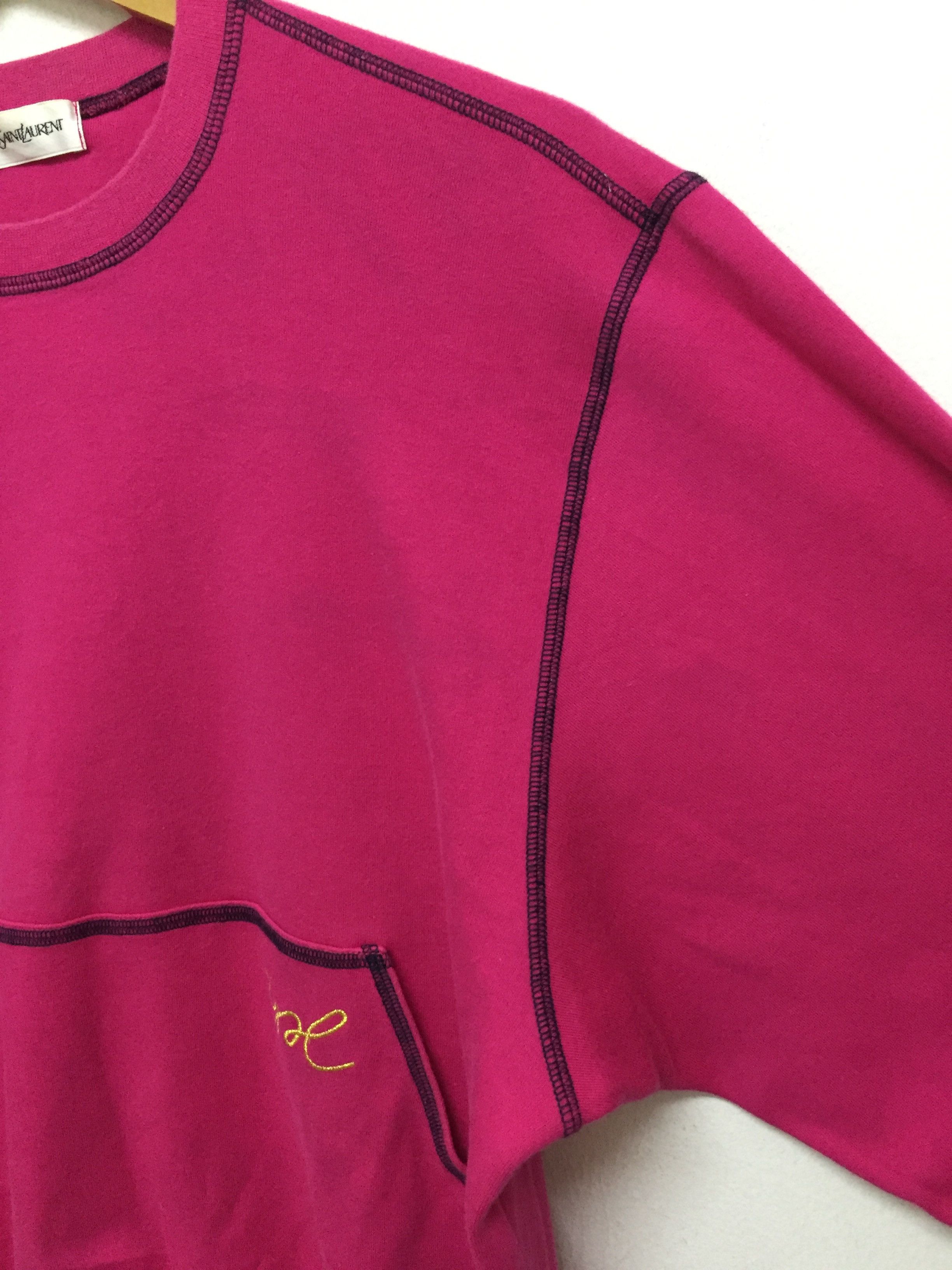 Yves Saint Laurent 90's Saint Laurent YSL Contrast stitch PINK sweatshirt Size M / US 6-8 / IT 42-44 - 5 Thumbnail