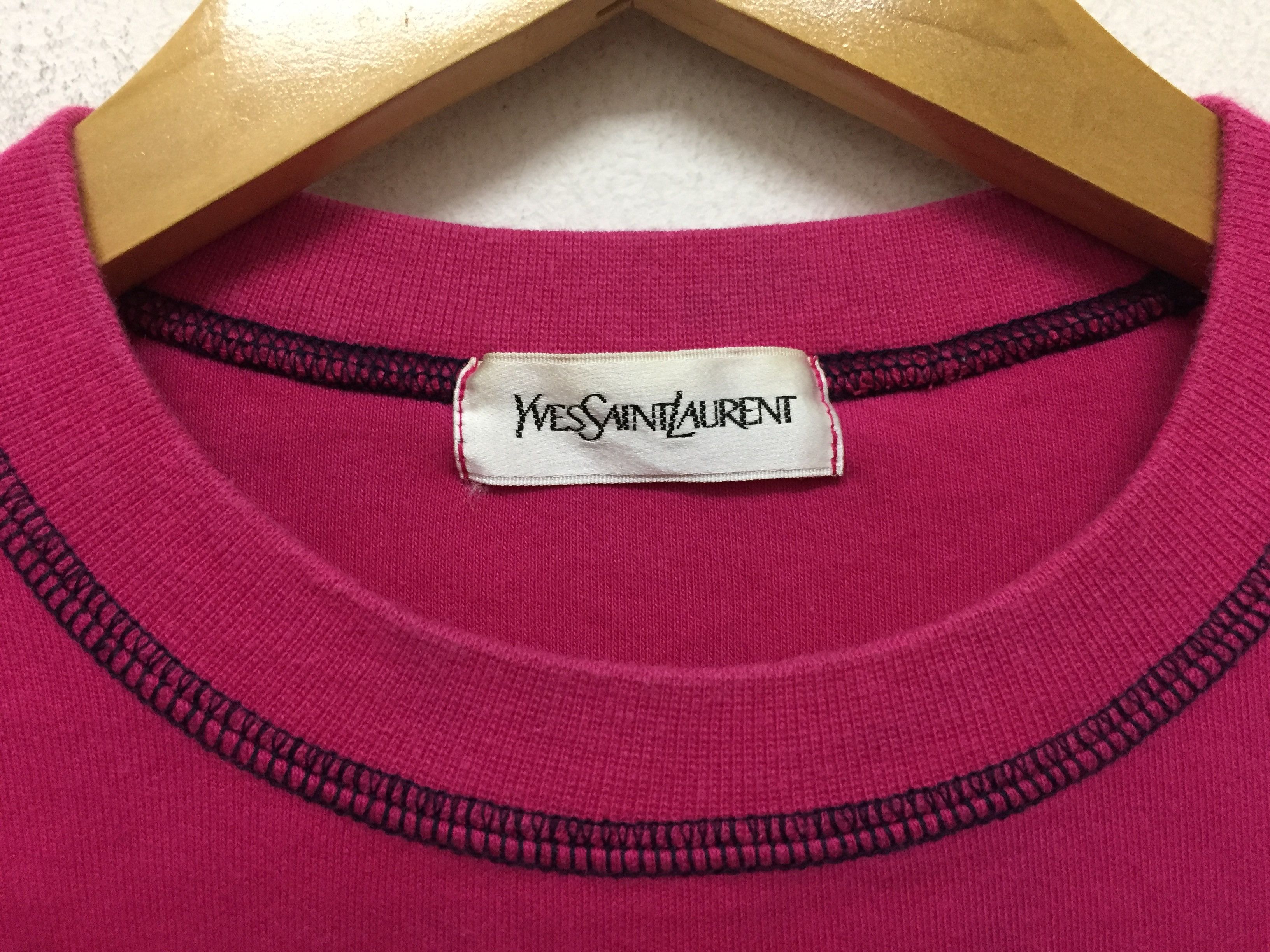 Yves Saint Laurent 90's Saint Laurent YSL Contrast stitch PINK sweatshirt Size M / US 6-8 / IT 42-44 - 8 Thumbnail