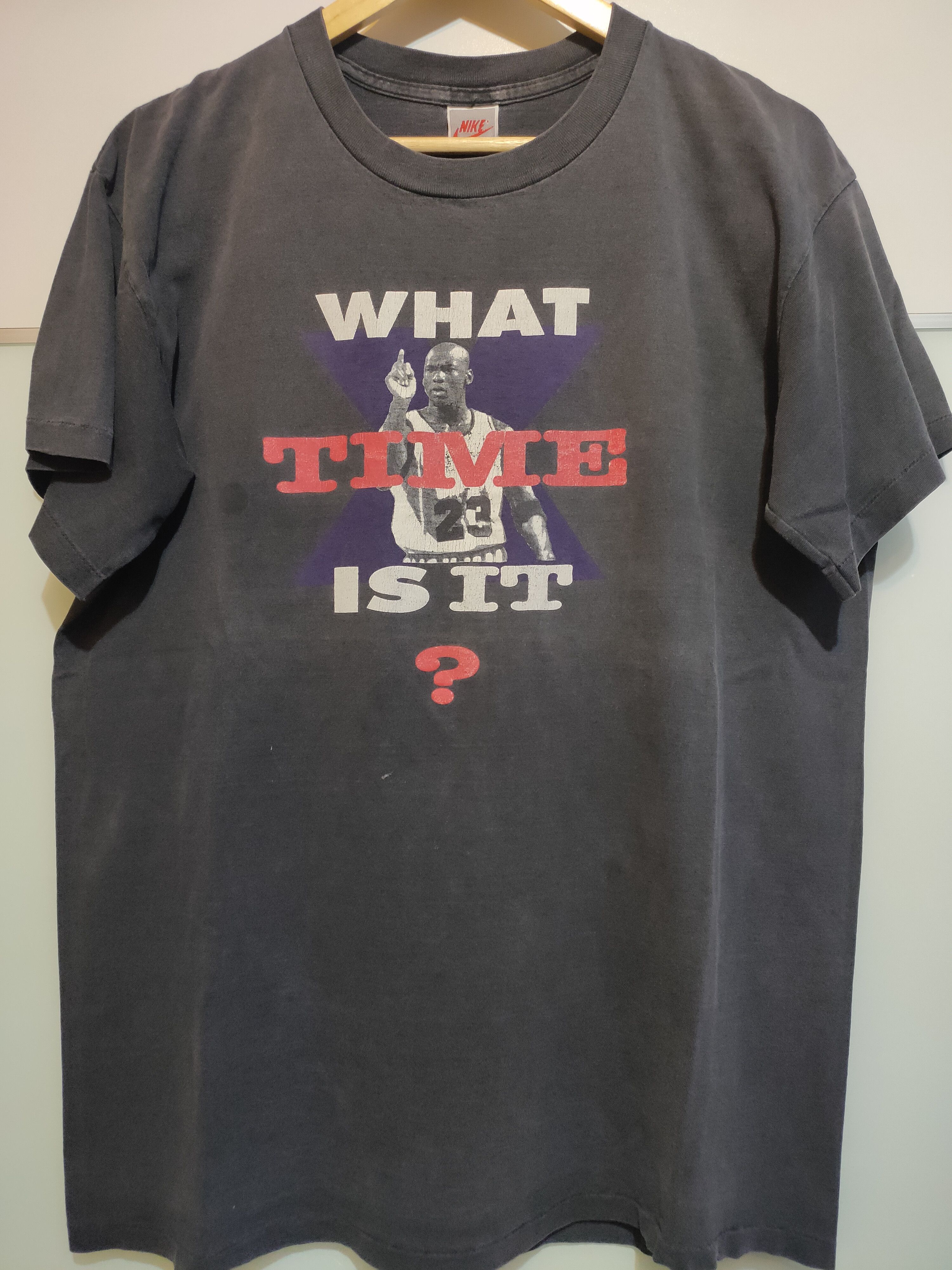 Jordan Brand Vintage Nike Jordan "What Time is it" Gray Tag Size US XL / EU 56 / 4 - 1 Thumbnail