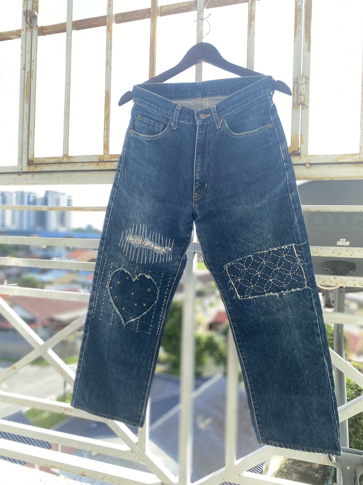 Vintage Steals🔥Vintage Sashiko Boro Patch Work Denim Jeans Size US 29 - 1 Thumbnail
