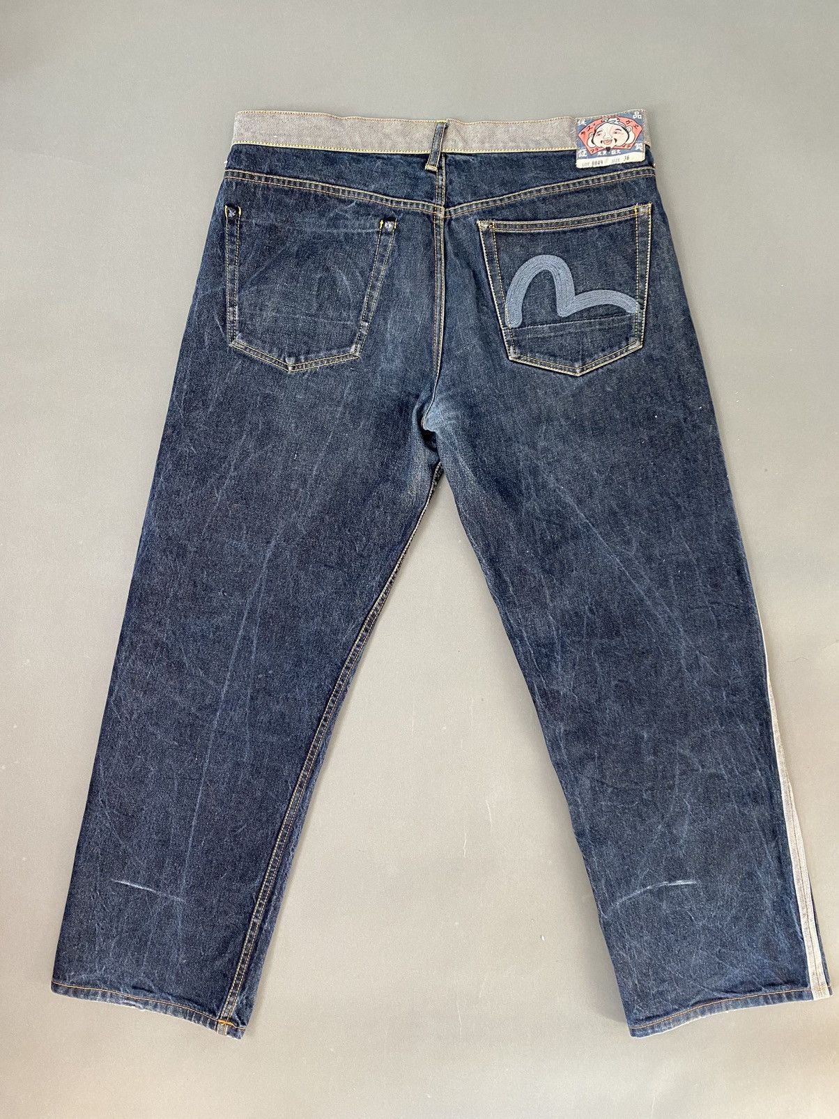 Evisu Japan vintage reversible selvedge jeans navy / grey