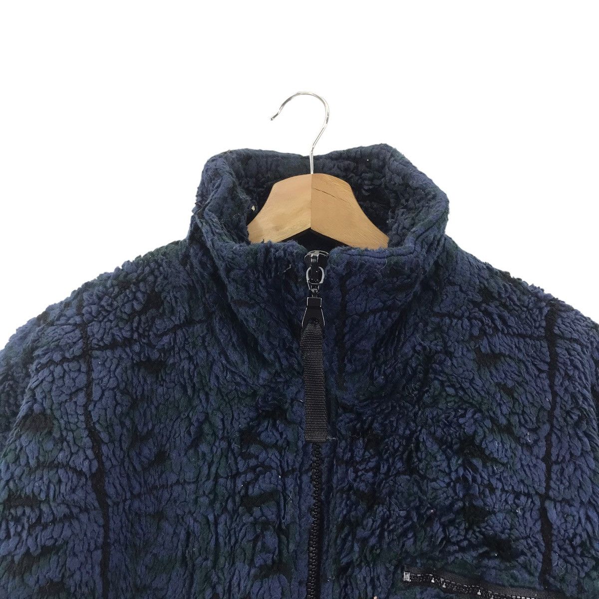 Vintage THE NORTH WEAVE Check Navy Deep Sherpa Fleece Sweater Size US M / EU 48-50 / 2 - 2 Thumbnail