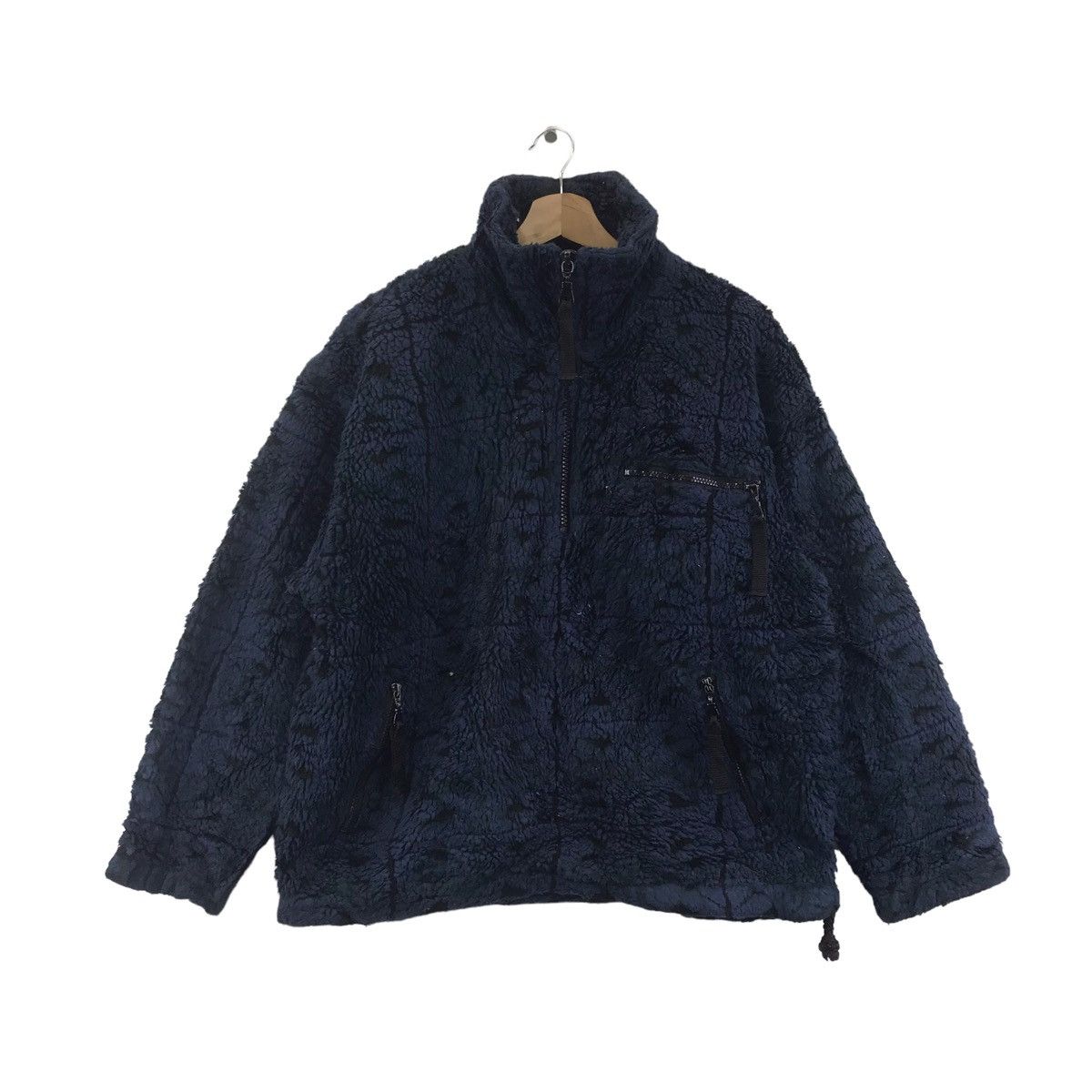 Vintage THE NORTH WEAVE Check Navy Deep Sherpa Fleece Sweater Size US M / EU 48-50 / 2 - 1 Thumbnail
