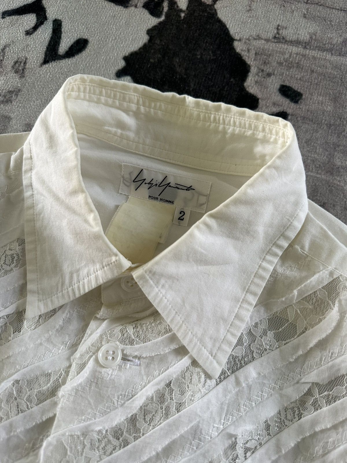 Yohji Yamamoto 00's Archive Yohji Yamamoto Pour Homme tailored ribbon shirt Size US L / EU 52-54 / 3 - 6 Thumbnail
