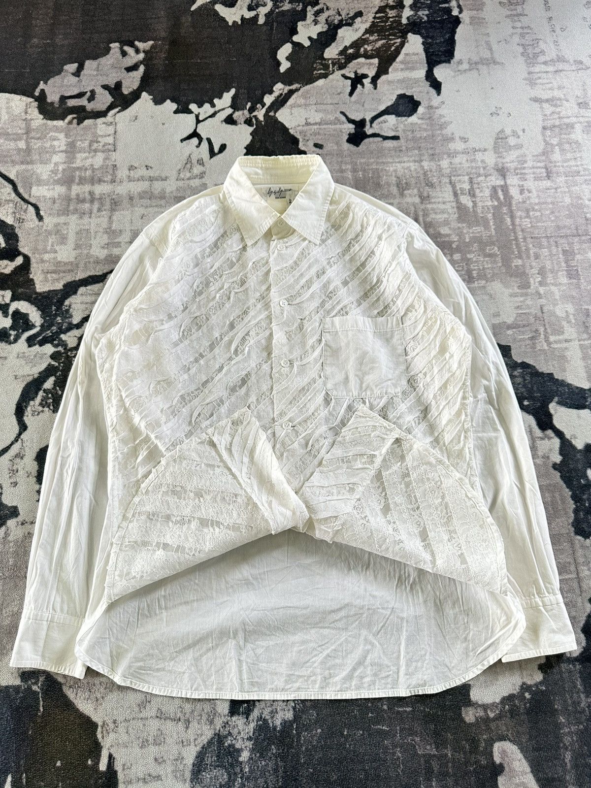 Yohji Yamamoto 00's Archive Yohji Yamamoto Pour Homme tailored ribbon shirt Size US L / EU 52-54 / 3 - 3 Thumbnail