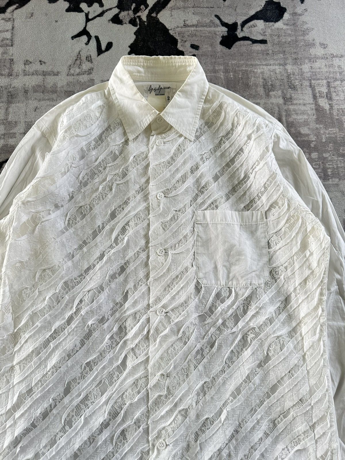 Yohji Yamamoto 00's Archive Yohji Yamamoto Pour Homme tailored ribbon shirt Size US L / EU 52-54 / 3 - 5 Thumbnail