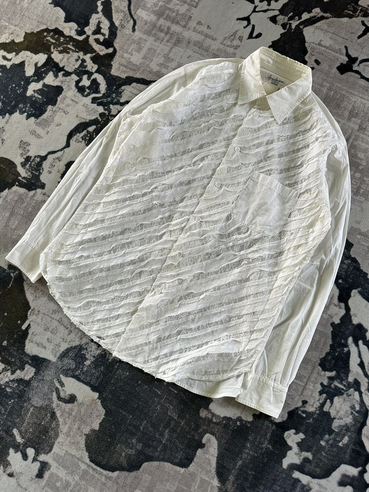Yohji Yamamoto 00's Archive Yohji Yamamoto Pour Homme tailored ribbon shirt Size US L / EU 52-54 / 3 - 2 Thumbnail