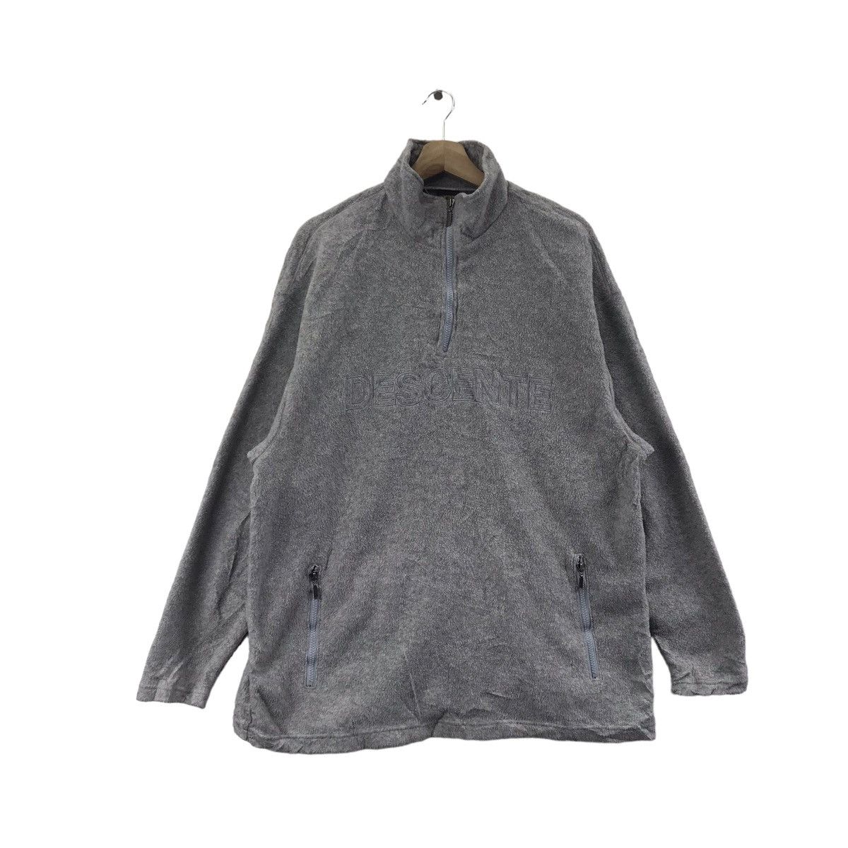 Descente Vintage DESCENTE Oversize Grey Half Zipper Fleece Sweatshirt Size US L / EU 52-54 / 3 - 1 Thumbnail