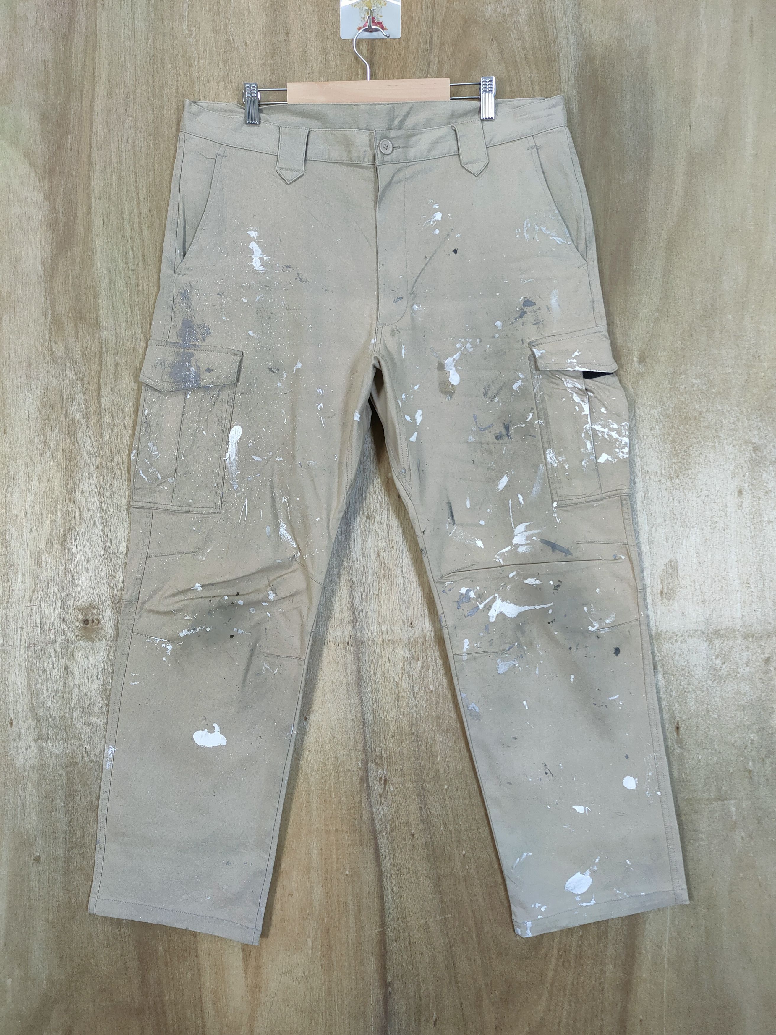 image of Vintage Faded Paint Cargo Pants/ Workwear Cargo in Brown, Men's (Size 38)