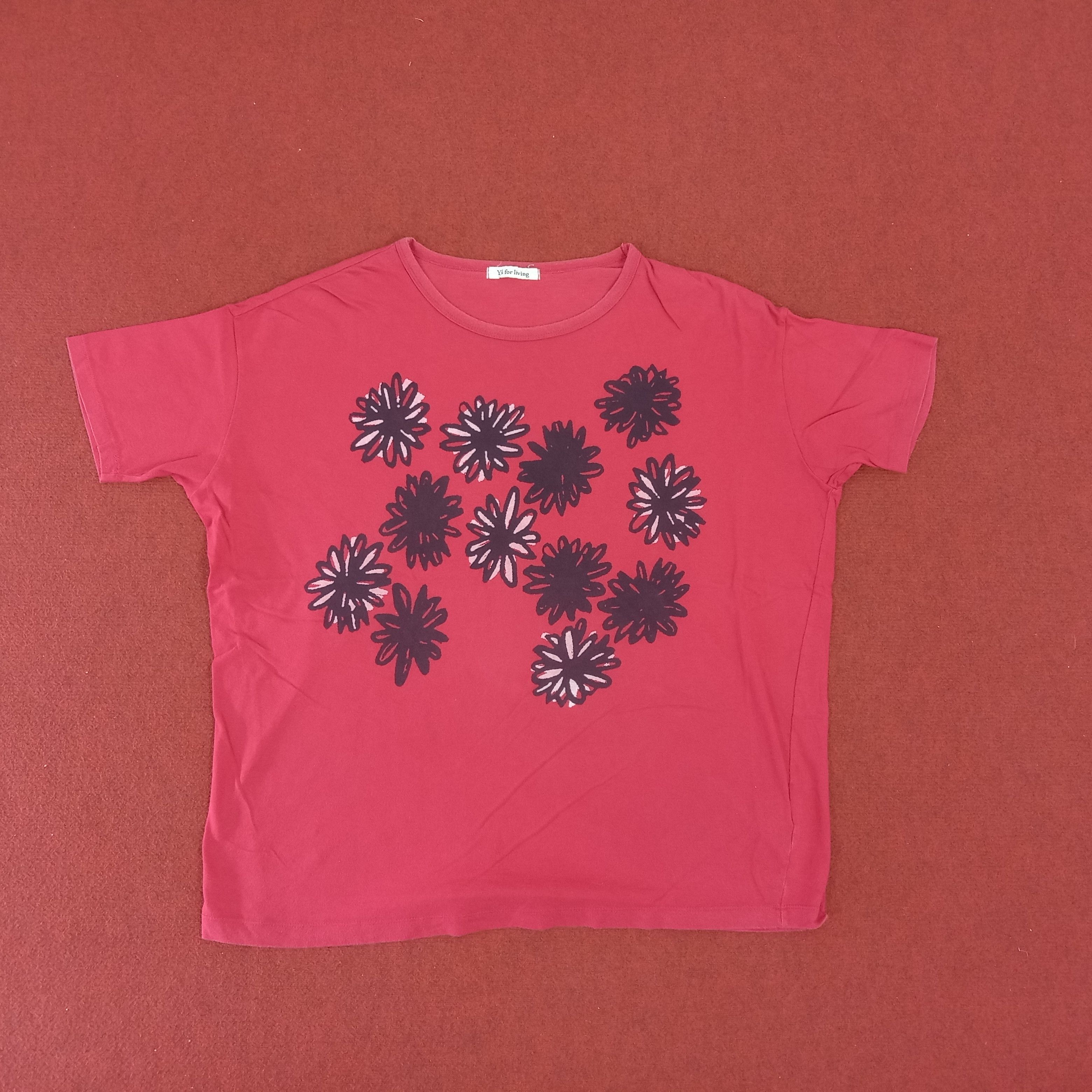 image of Y's For Living By Yohji Yamamoto Japanese Designer Tshirt in Red, Women's (Size XL)