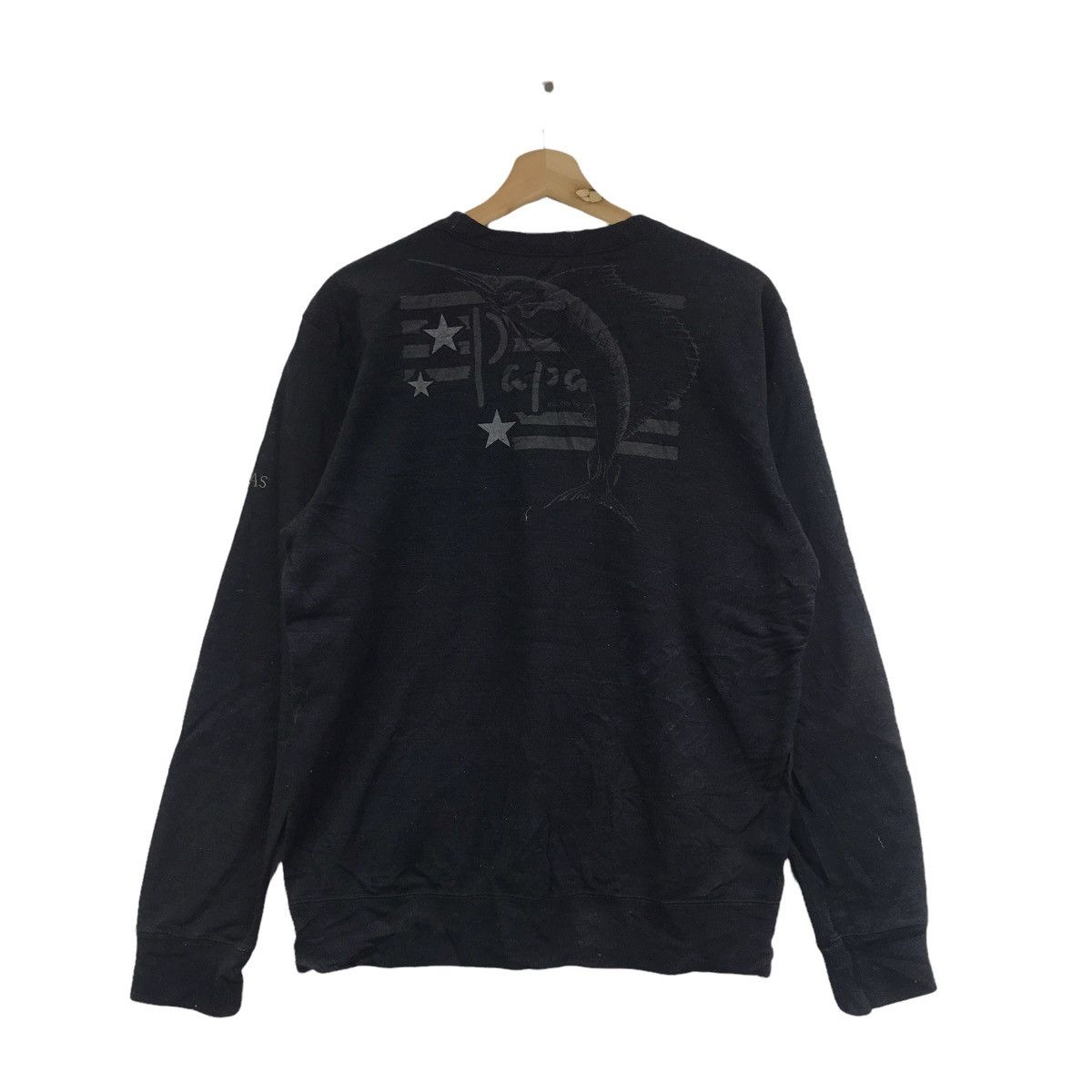 Vintage PAPAS Fishing Fish Sports Japanese Brand Black Sweatshirt Size US M / EU 48-50 / 2 - 1 Thumbnail