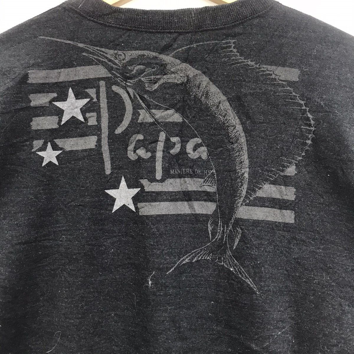 Vintage PAPAS Fishing Fish Sports Japanese Brand Black Sweatshirt Size US M / EU 48-50 / 2 - 2 Thumbnail