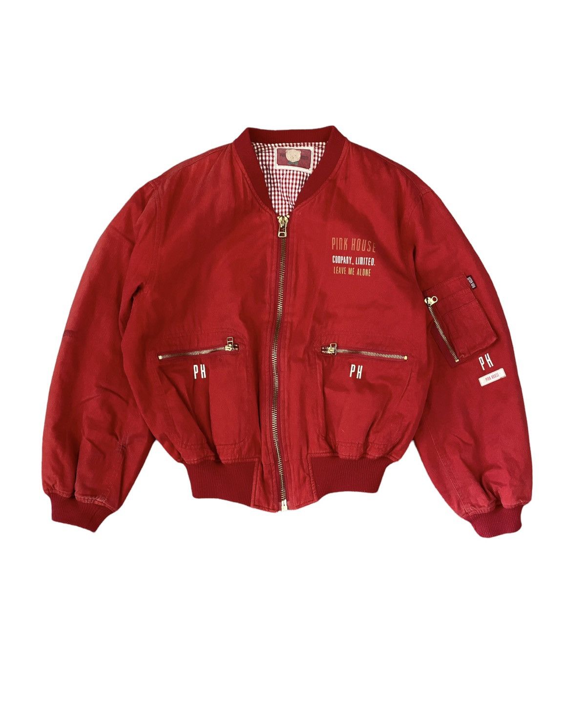 image of 20471120 x Pink House 90's Pink House Padded Ma1 Bomber Jacket in Red, Men's (Size Medium)
