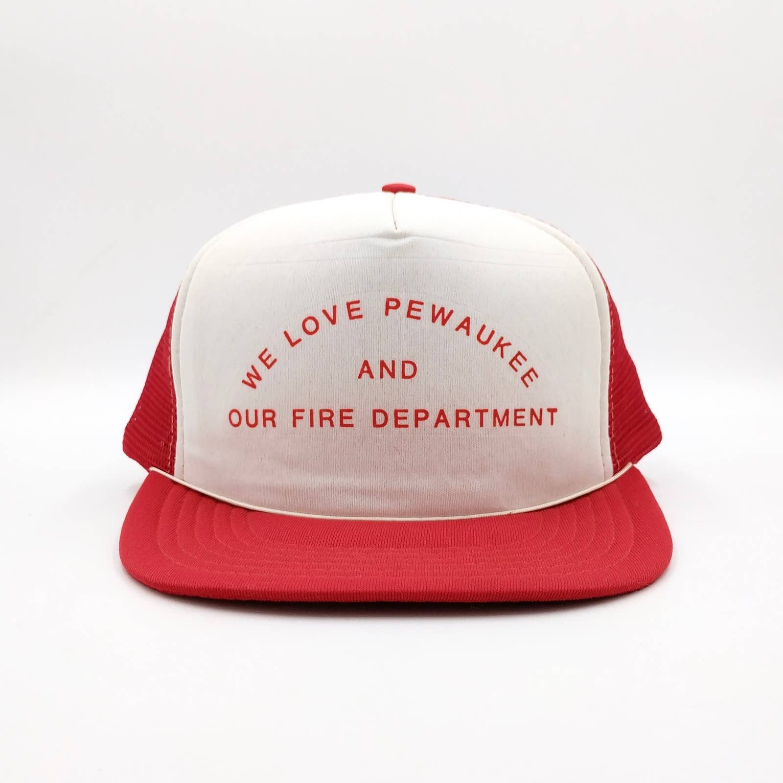 Vintage Vintage We Love Pewaukee & Fire Department Trucker Mesh Hat Size ONE SIZE - 2 Thumbnail