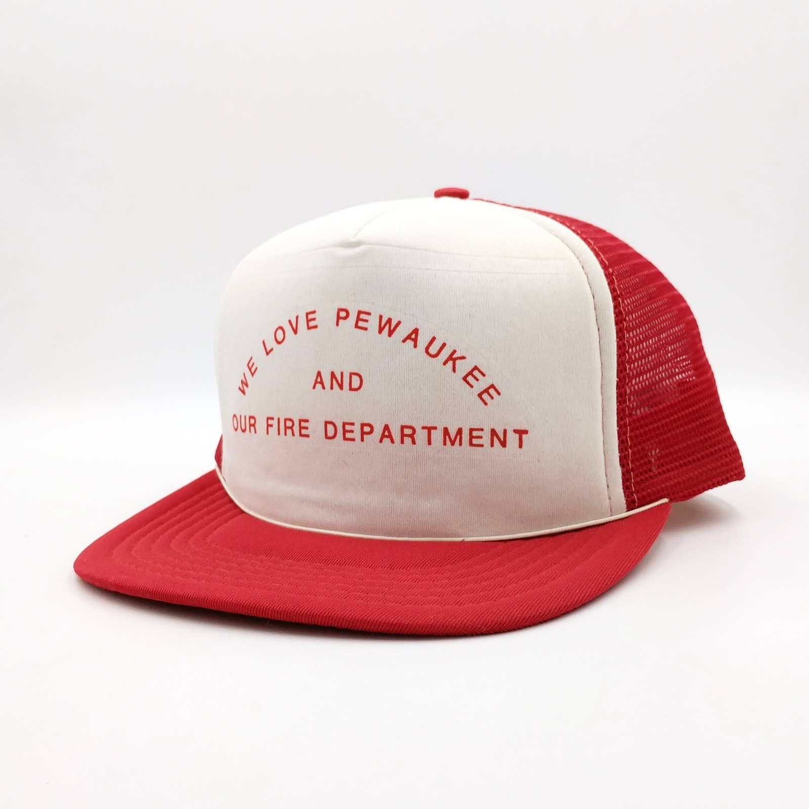 Vintage Vintage We Love Pewaukee & Fire Department Trucker Mesh Hat Size ONE SIZE - 3 Thumbnail