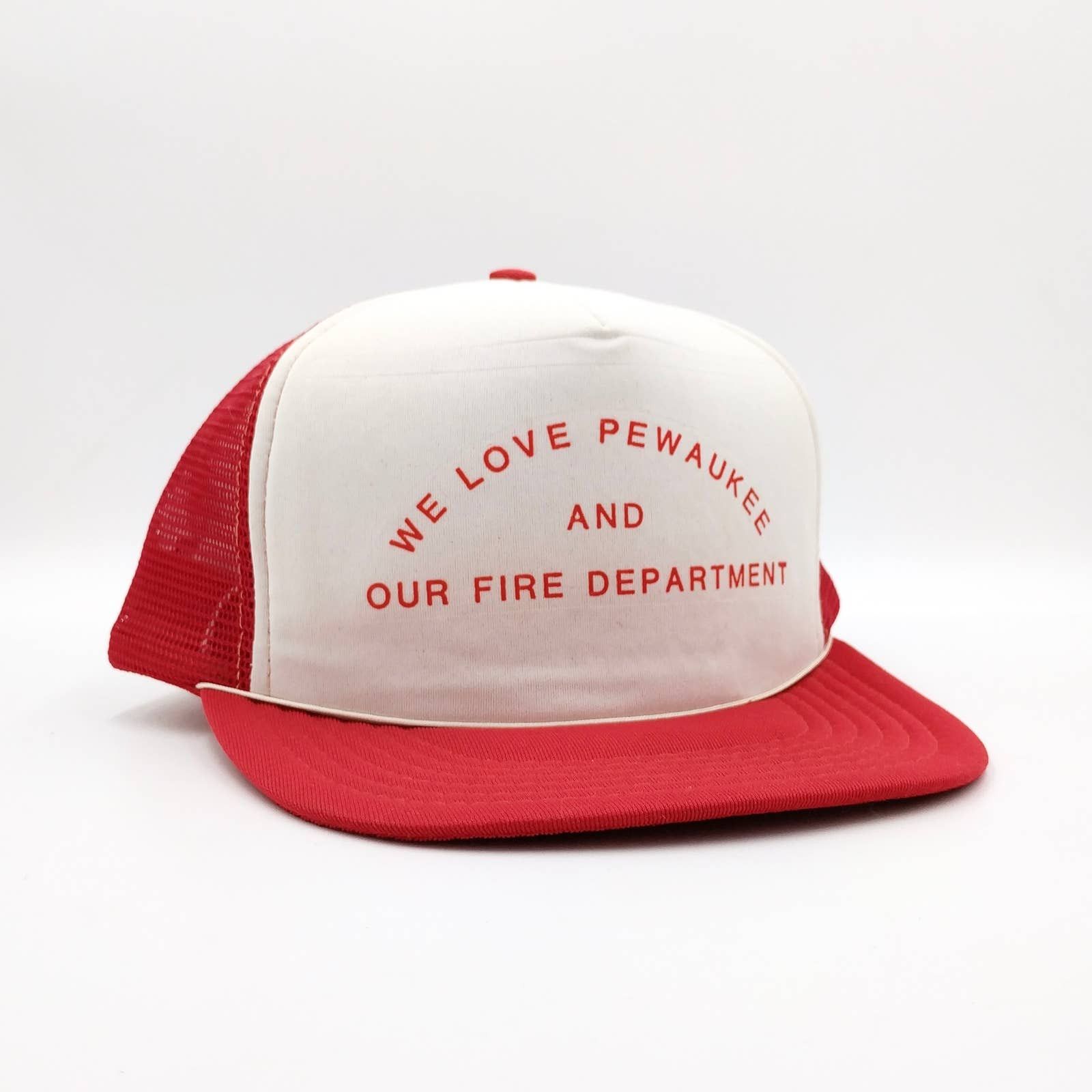 Vintage Vintage We Love Pewaukee & Fire Department Trucker Mesh Hat Size ONE SIZE - 1 Thumbnail