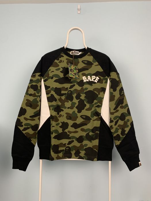 Bape Bape Color Block Crewneck Black Green Camo Large | Grailed