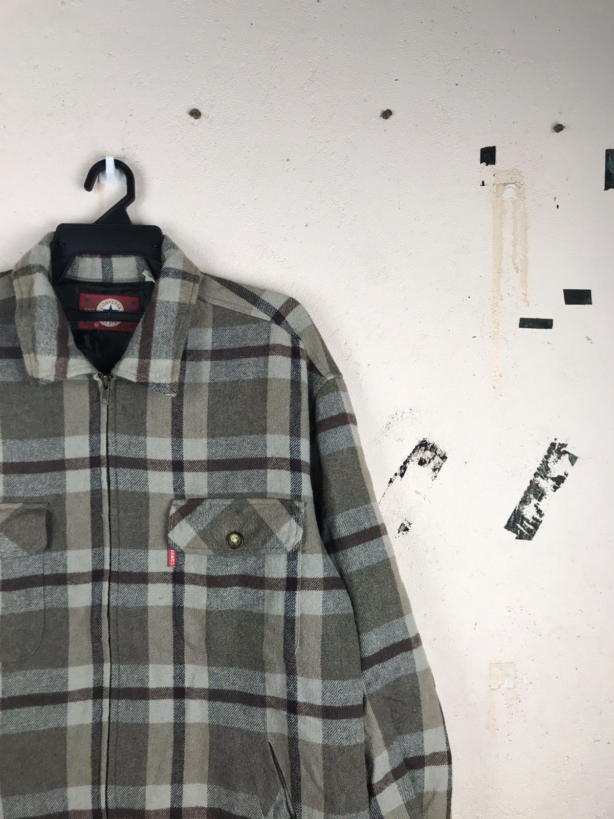 Converse × Flannel × Japanese Brand Converse vintage full zipper checkered box wool jacket Size US M / EU 48-50 / 2 - 3 Thumbnail