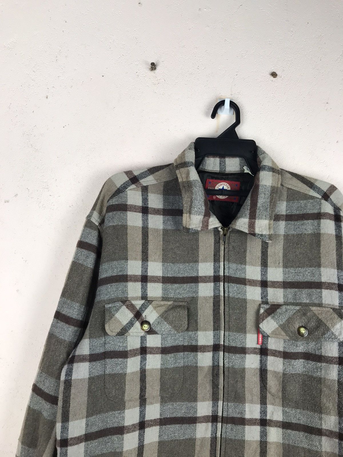Converse × Flannel × Japanese Brand Converse vintage full zipper checkered box wool jacket Size US M / EU 48-50 / 2 - 7 Thumbnail
